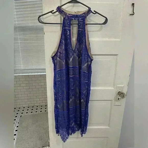 blue‎ lace fancy dress size medium - Picture 1 of 7